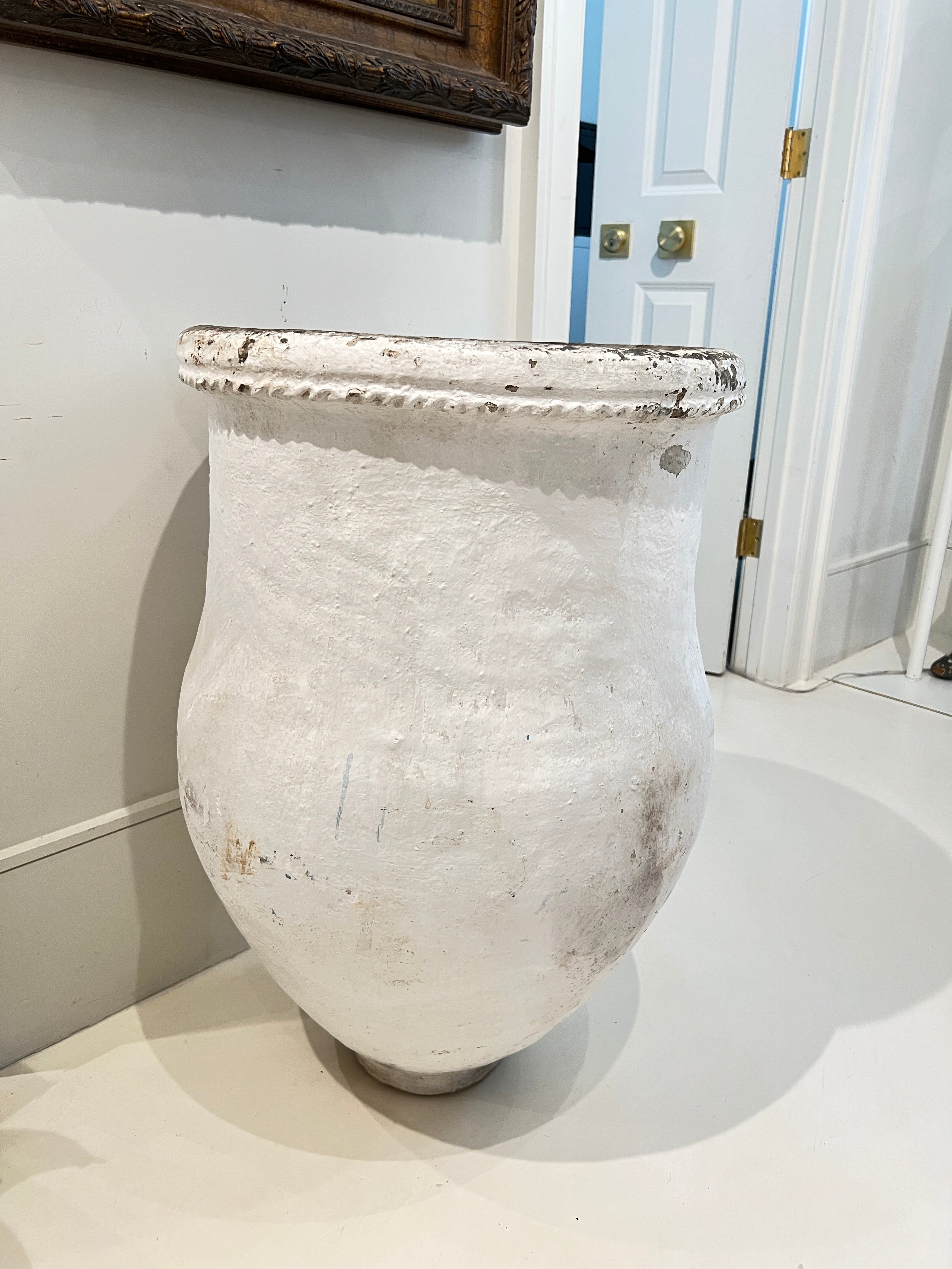 19th Century Spanish Tall White Antique Jardiniere