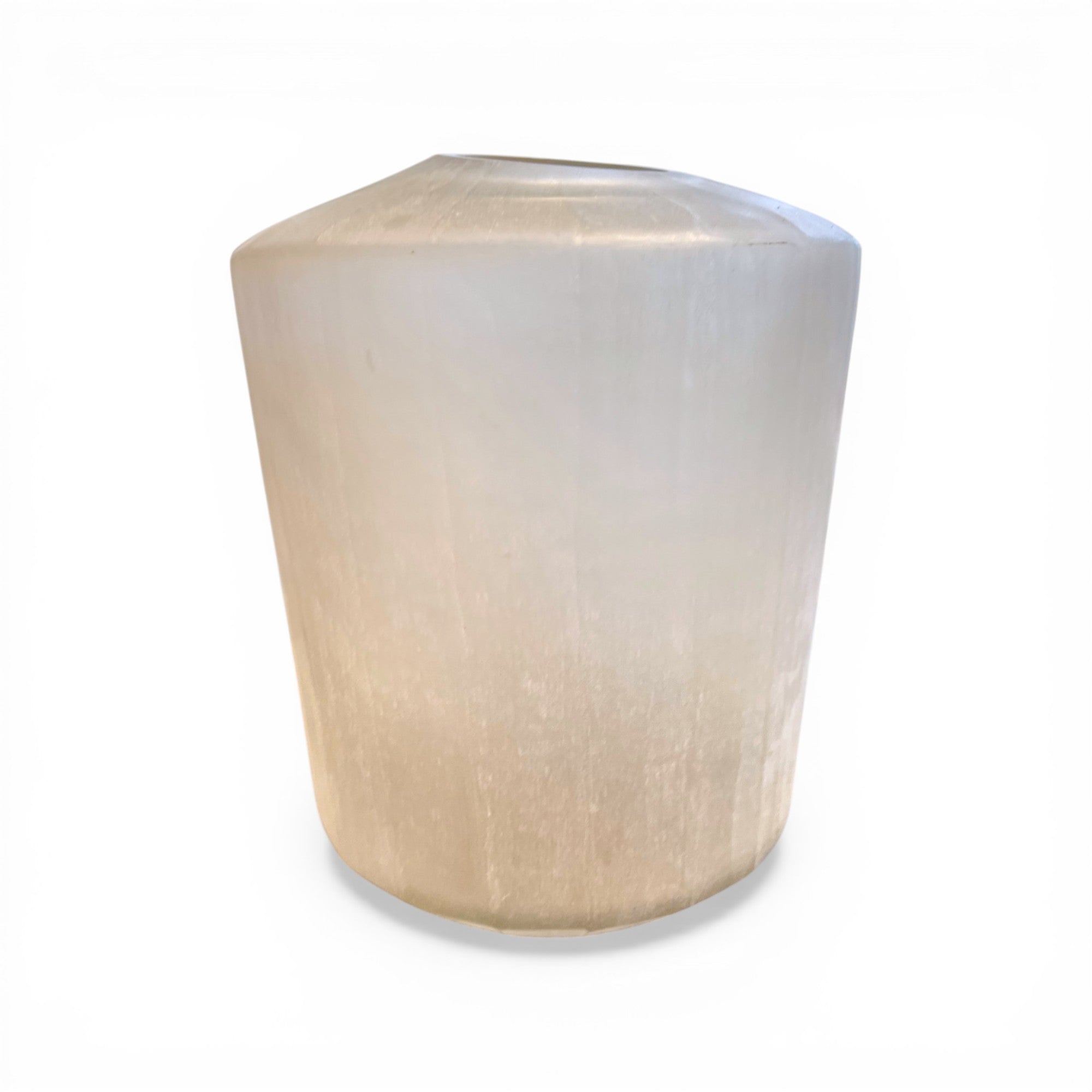 Round Hand Cut Frosted Glass Vessel - Large