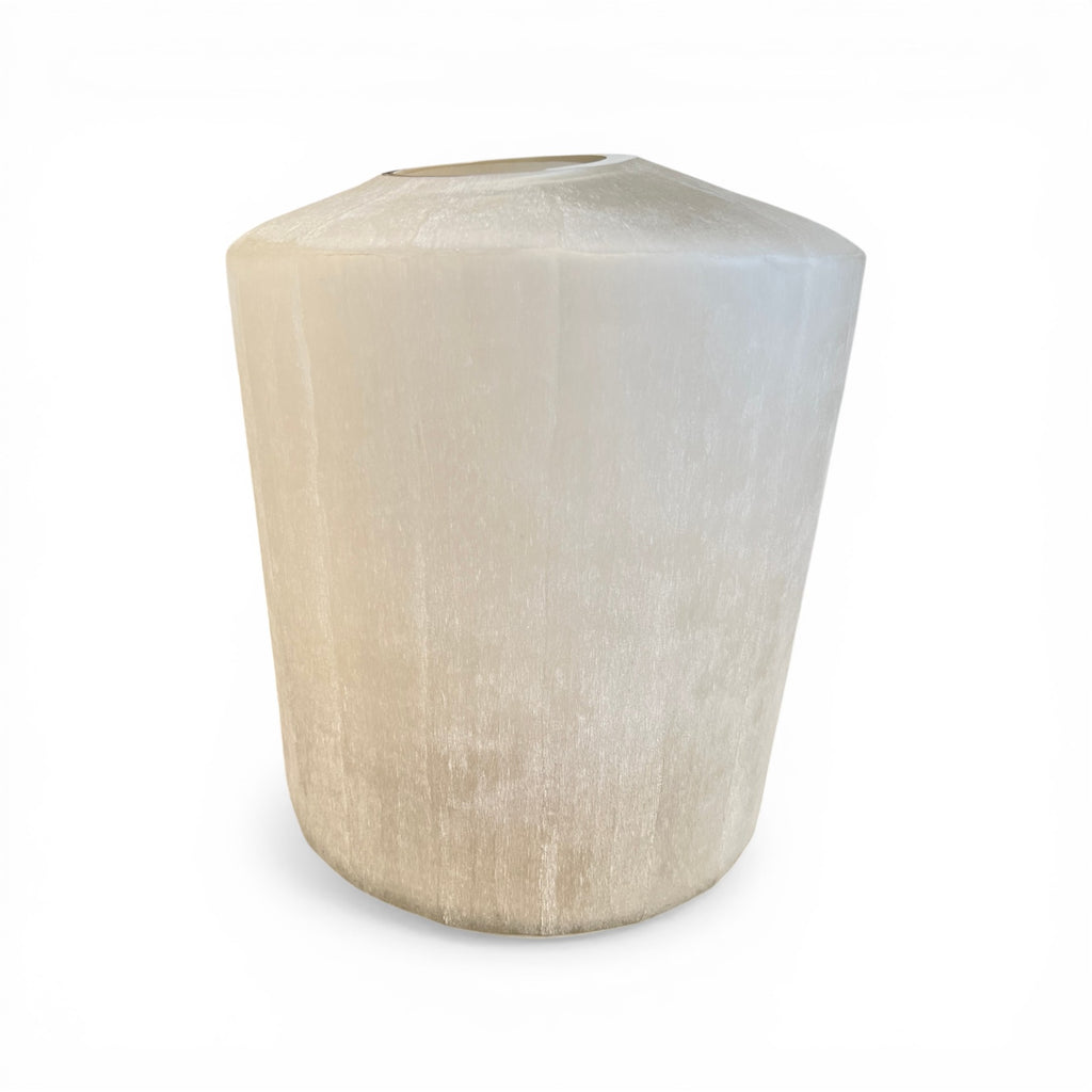 Round Hand Cut Frosted Glass Vessel - Large