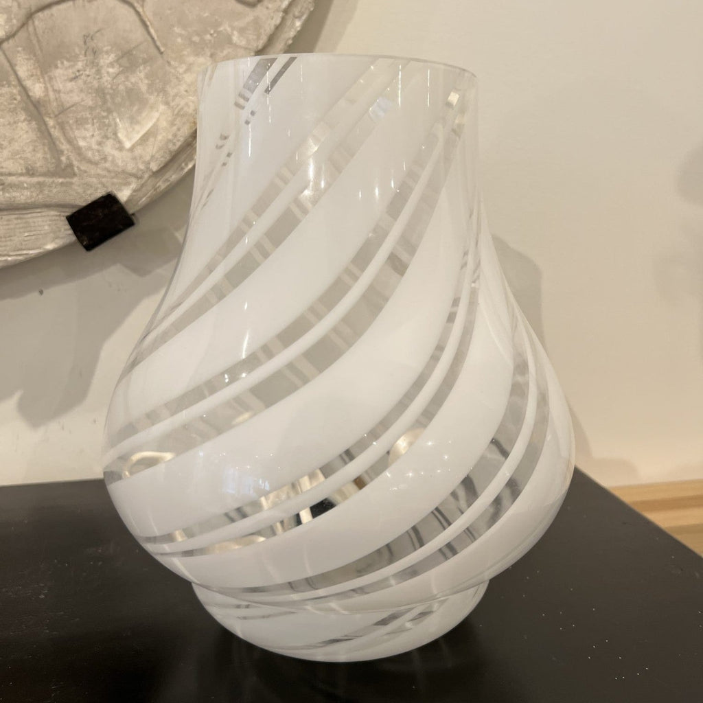 Vintage Italian White Murano Table Lamp - Medium