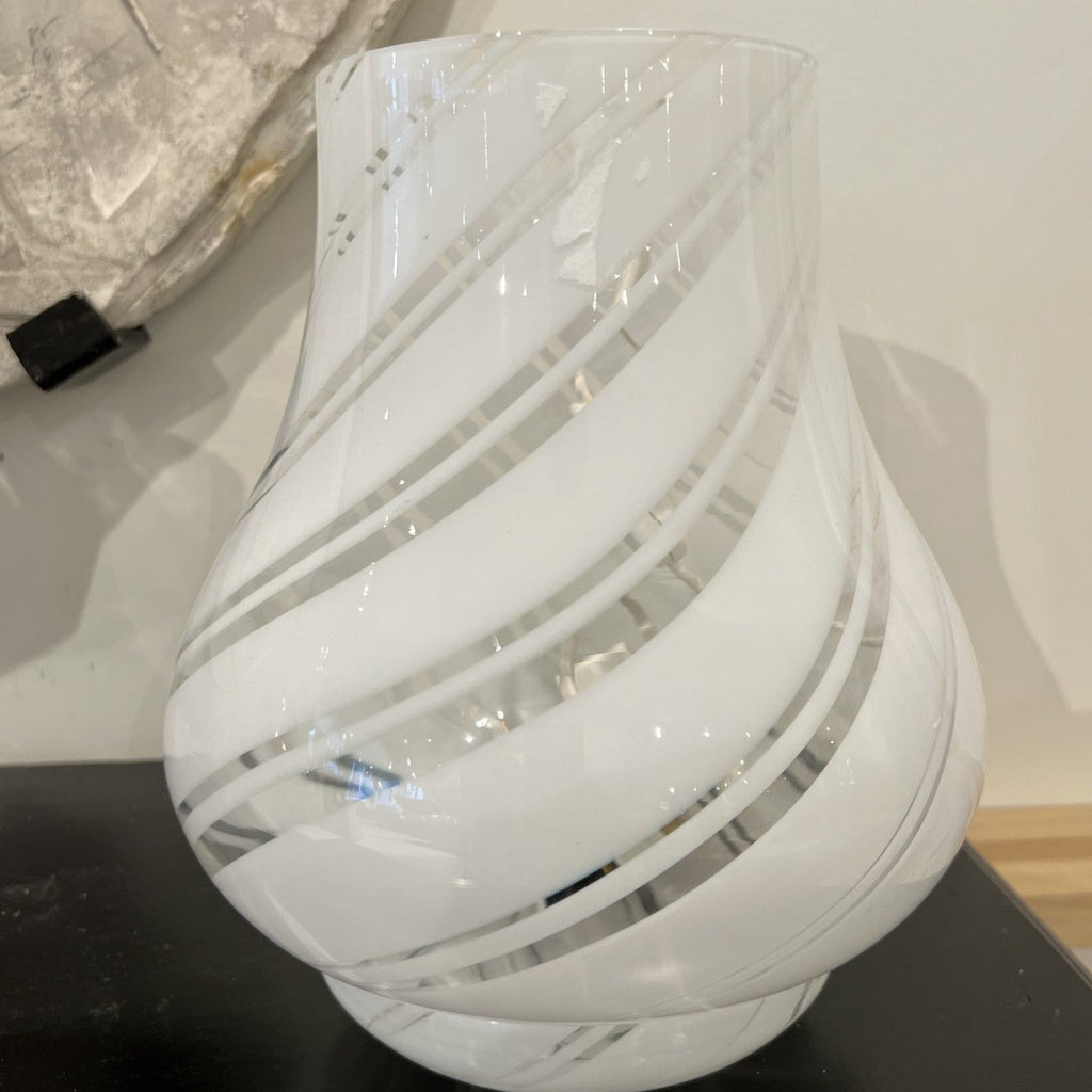 Vintage Italian White Murano Table Lamp - Medium
