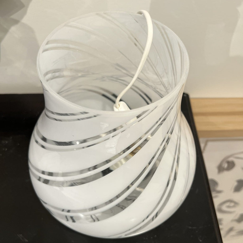 Vintage Italian White Murano Table Lamp - Medium