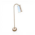 Industrial Brass Floor Lamp with White Shade