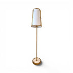 Industrial Brass Floor Lamp with White Shade