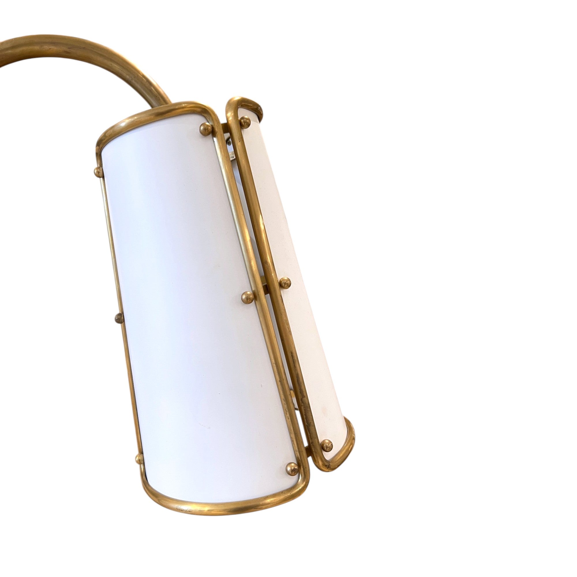 Industrial Brass Floor Lamp with White Shade
