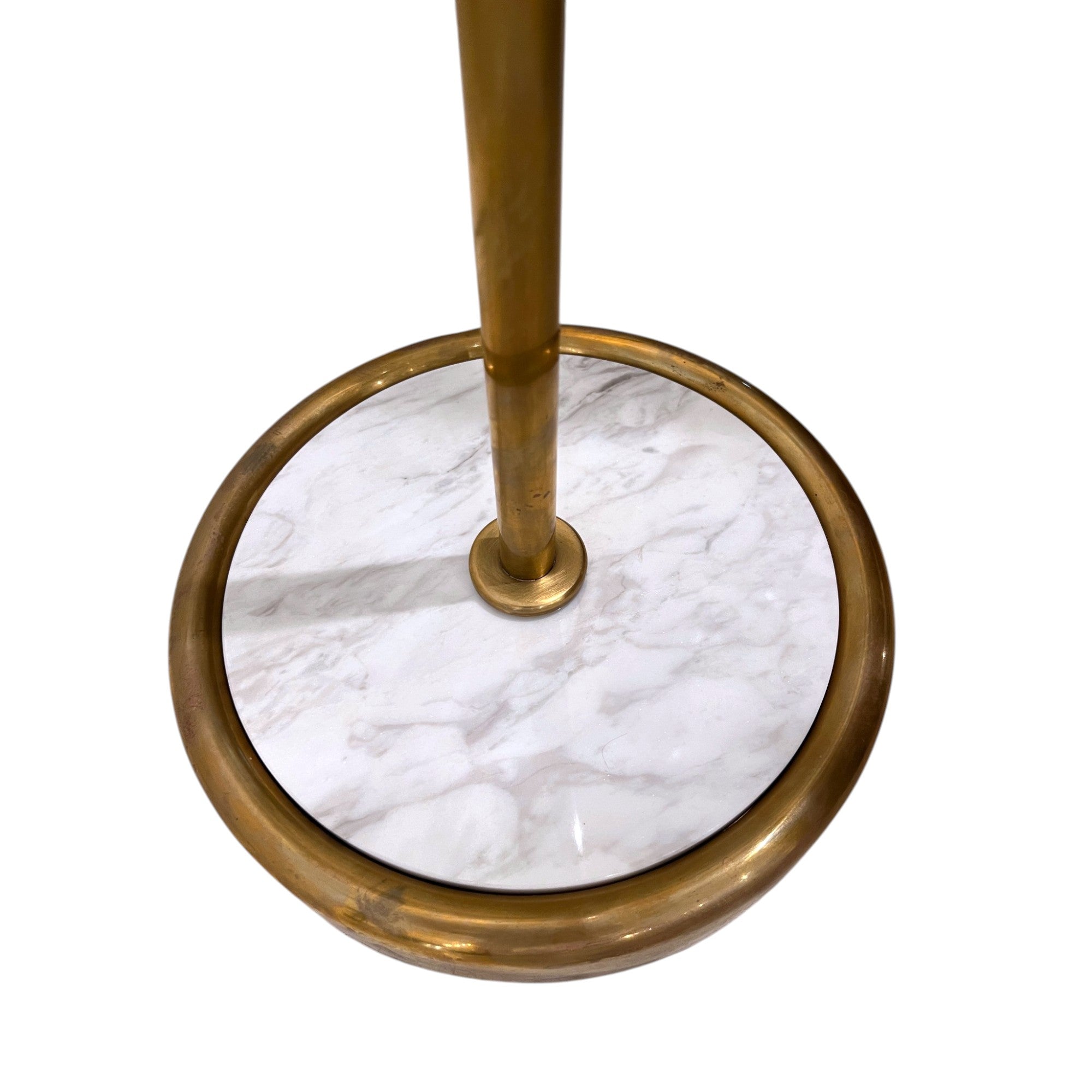 Industrial Brass Floor Lamp with White Shade