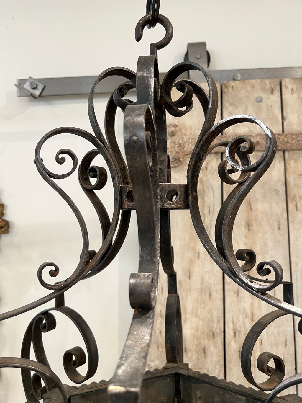 19th Century Italian Antique Scrolled Iron Lantern