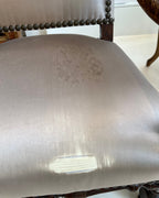 18th Century Louis XIII Style Arm Chair in Taupe Silk