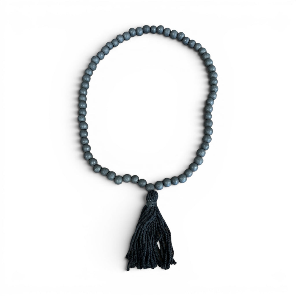 Black Wood Prayer Beads with Tassel
