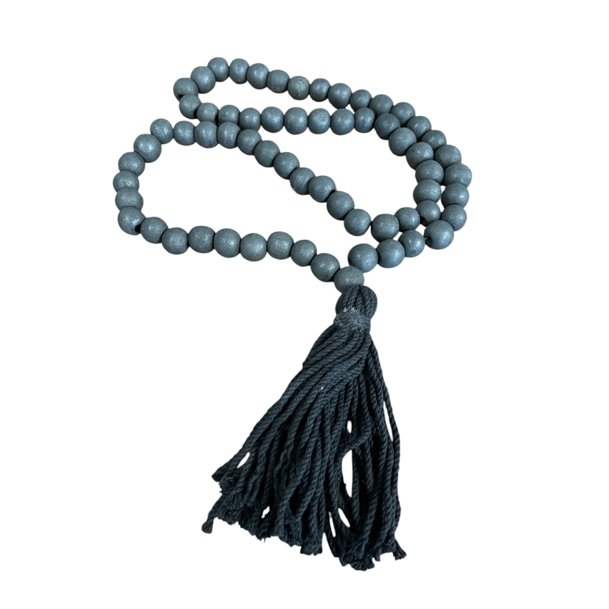 Black Wood Prayer Beads with Tassel