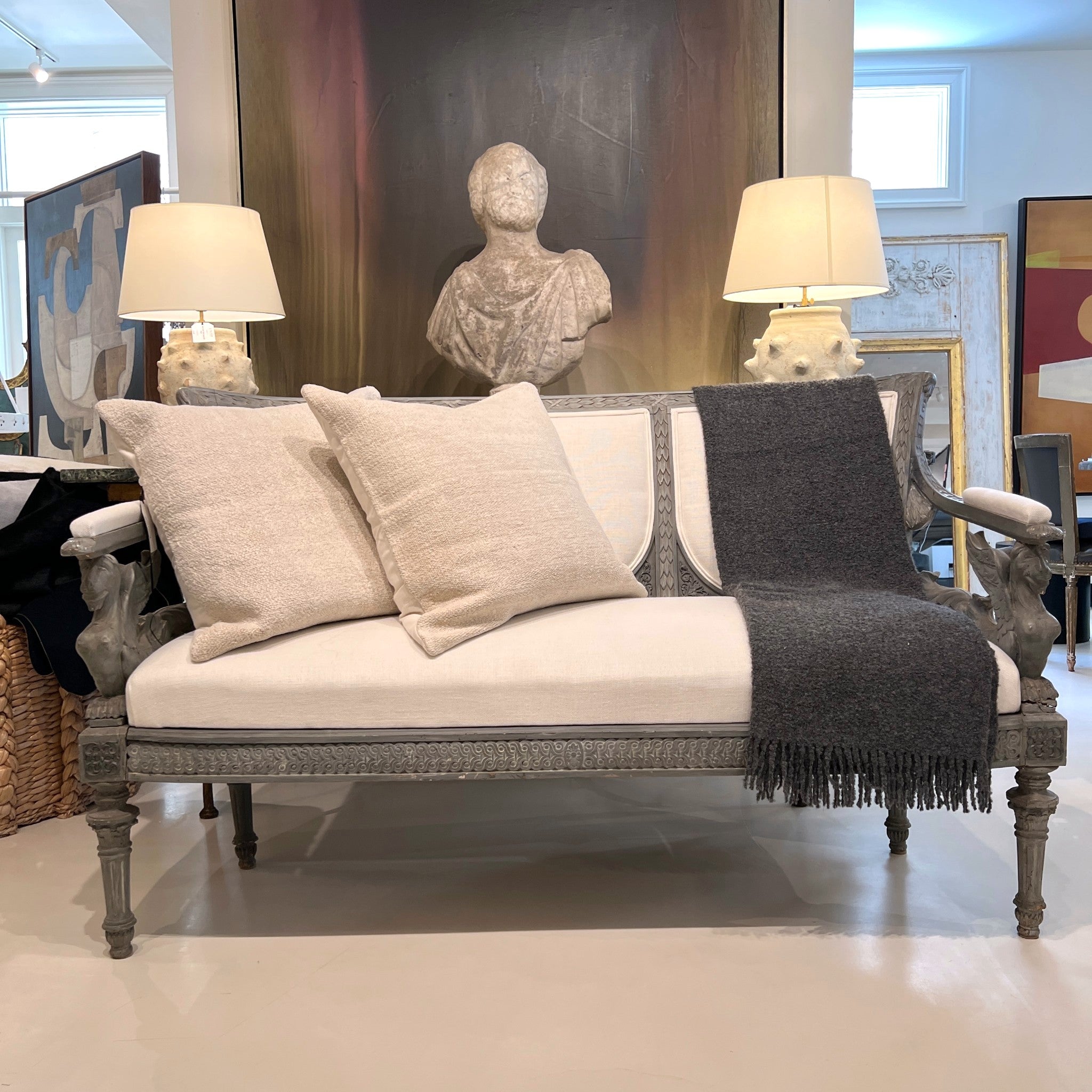19th Century Swedish Bench with Griffons