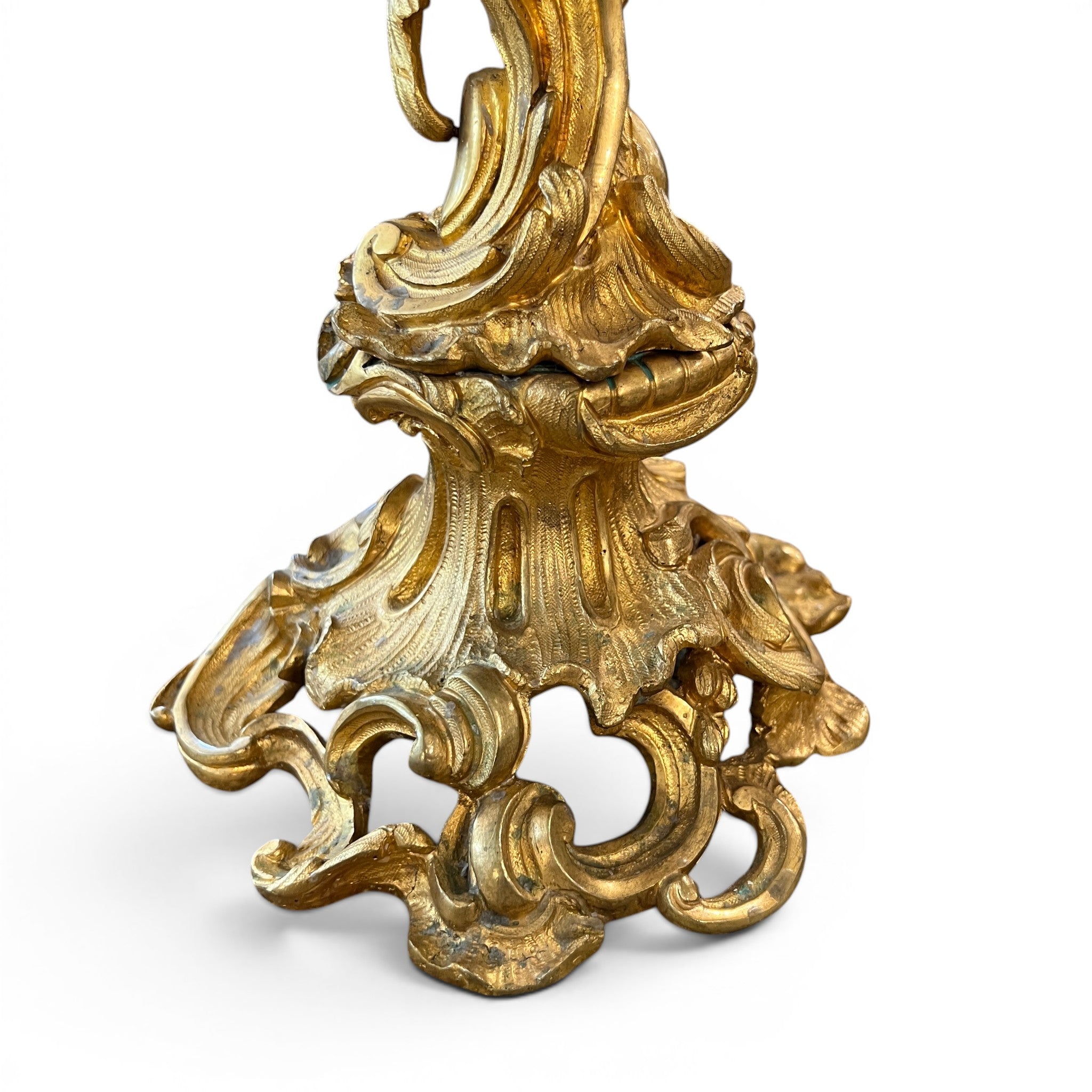 19th Century Pair of Louis XV Style Large Gilded Ormolu 5 Light Candelabras