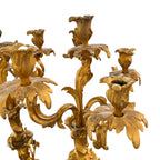 19th Century Pair of Louis XV Style Large Gilded Ormolu 5 Light Candelabras