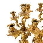 19th Century Pair of Louis XV Style Large Gilded Ormolu 5 Light Candelabras