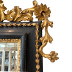18th Century French Antique Giltwood & Black Mirror