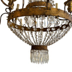 19th Century Italian Large Empire Crystal & Gilded Iron Antique Chandelier