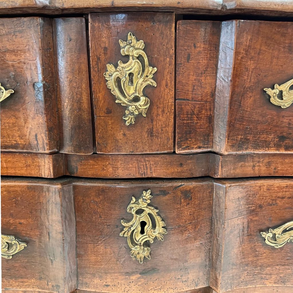 18th Century French Louis XV Walnut Chest or Commode with Original Bronze Hardware