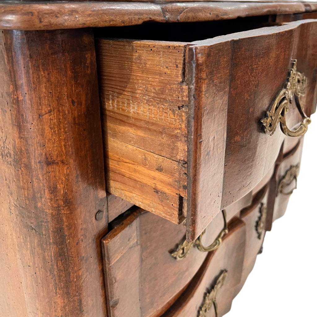 18th Century French Louis XV Walnut Chest or Commode with Original Bronze Hardware