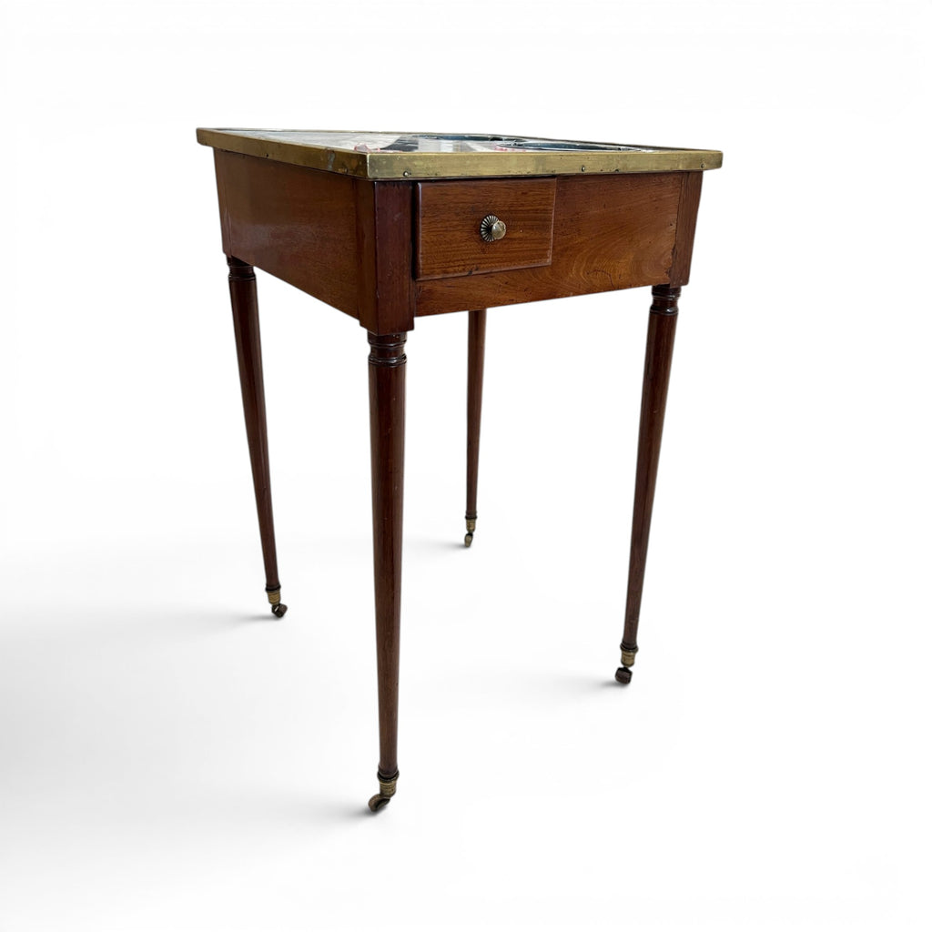 18th Century French Louis XVI Walnut Rafraichissoir Table with Turquin Marble