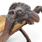 19th Century Italian Walnut Curule Stool with Ram's Head Carving
