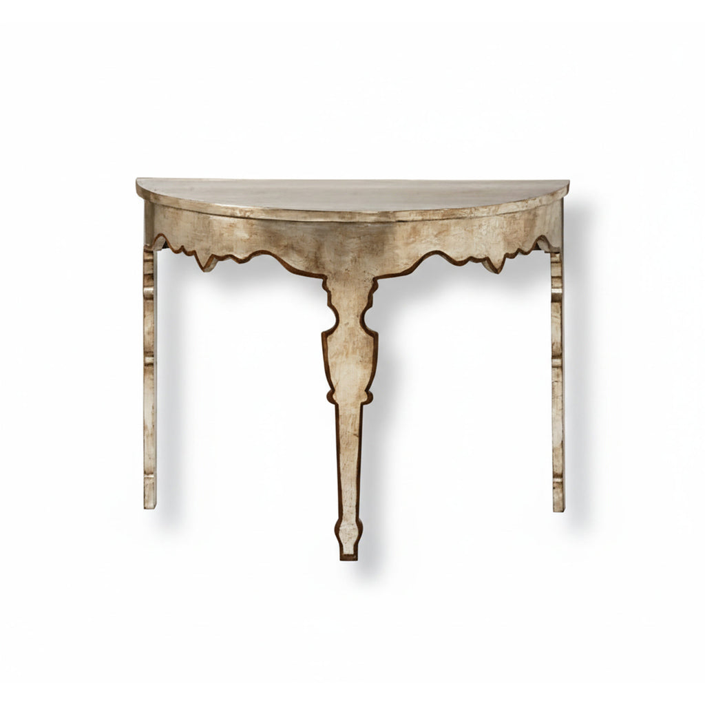 Maison Italian Console in Silver Leaf (Two Available)