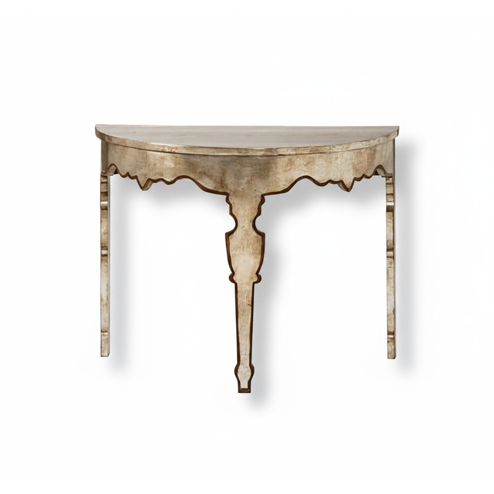 Maison Italian Console in Silver Leaf