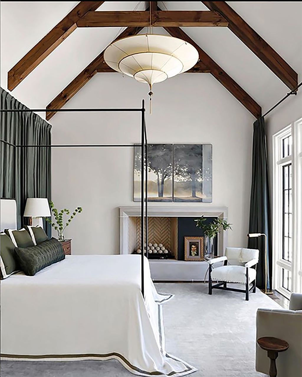 Maison Louis XVI Upholstered Canopy Bed