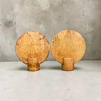 Contemporary Spanish Pair of Amber Alabaster Disc Lamps - Small