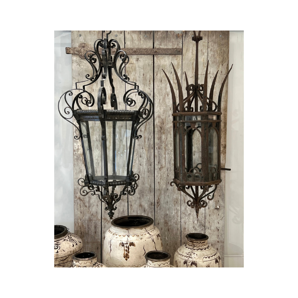 19th Century Italian Antique Scrolled Iron Lantern