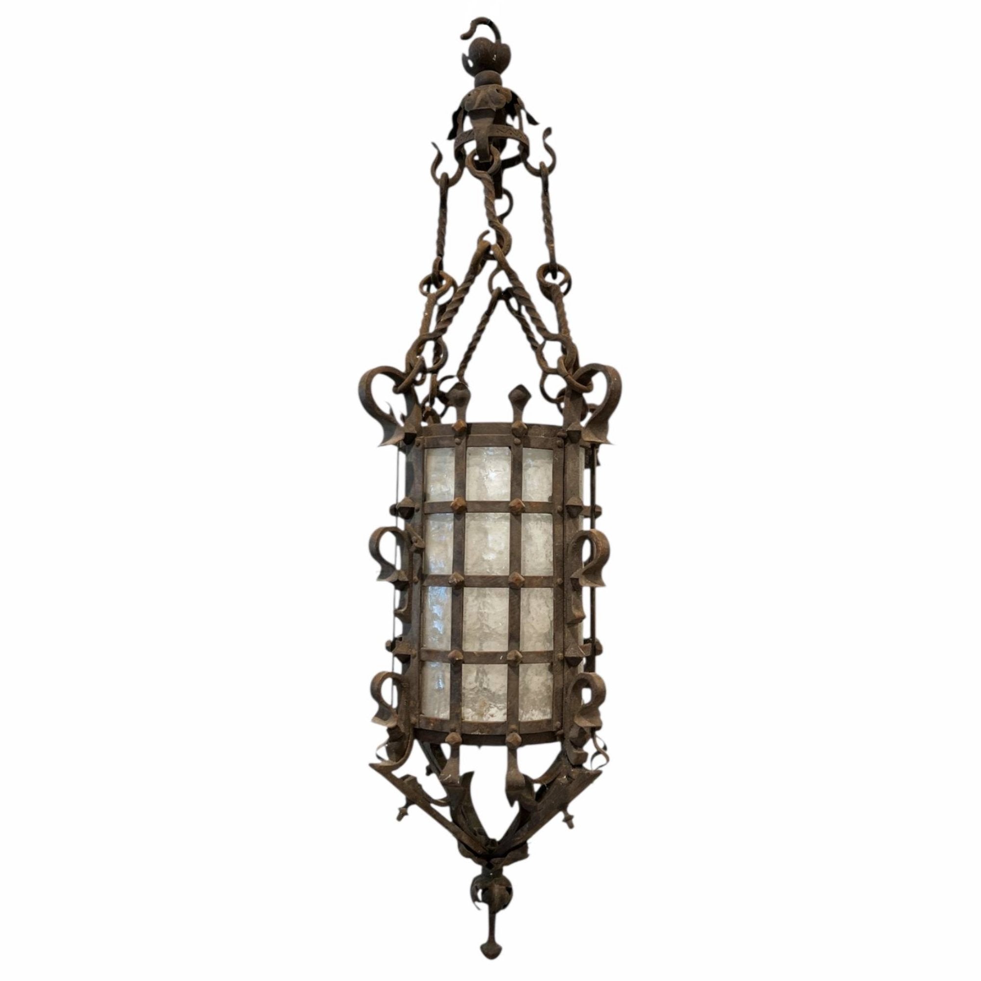 19th Century French Napoleon III Black Iron Antique Lantern