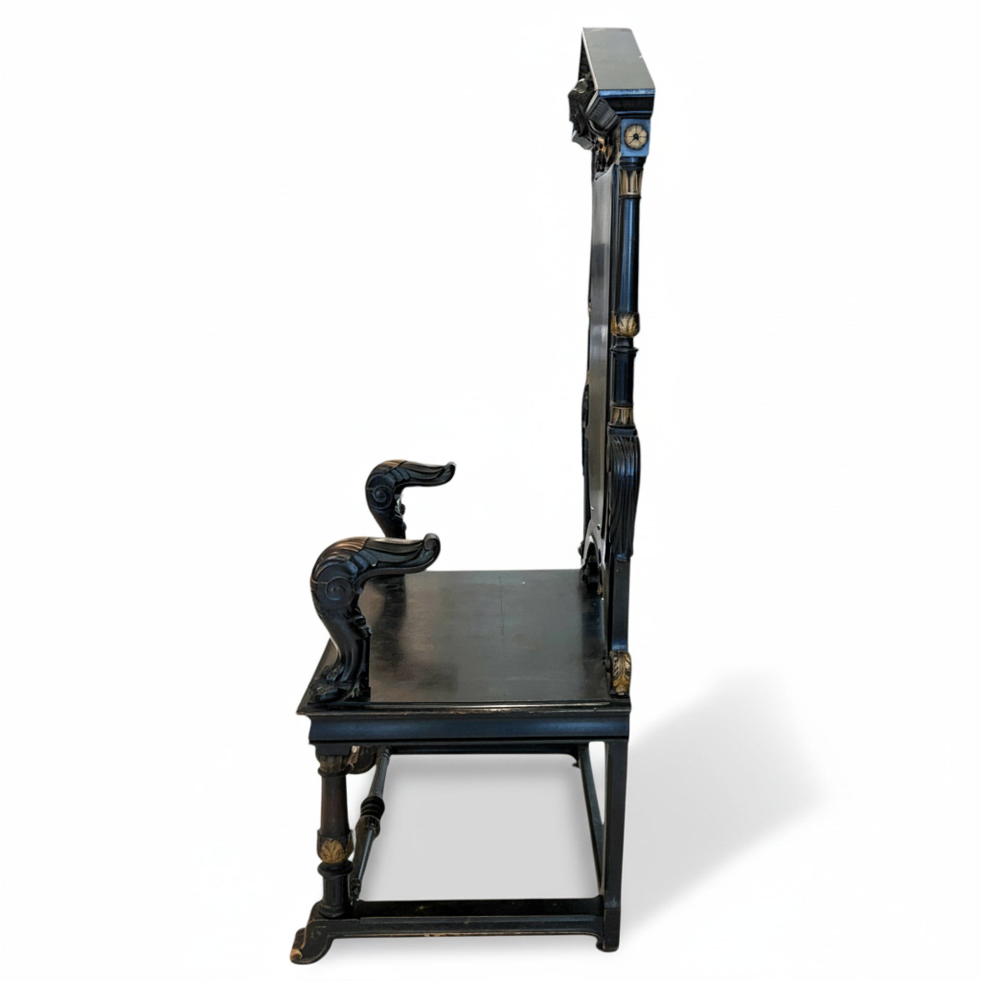 19th Century French Antique Black Throne from Paris