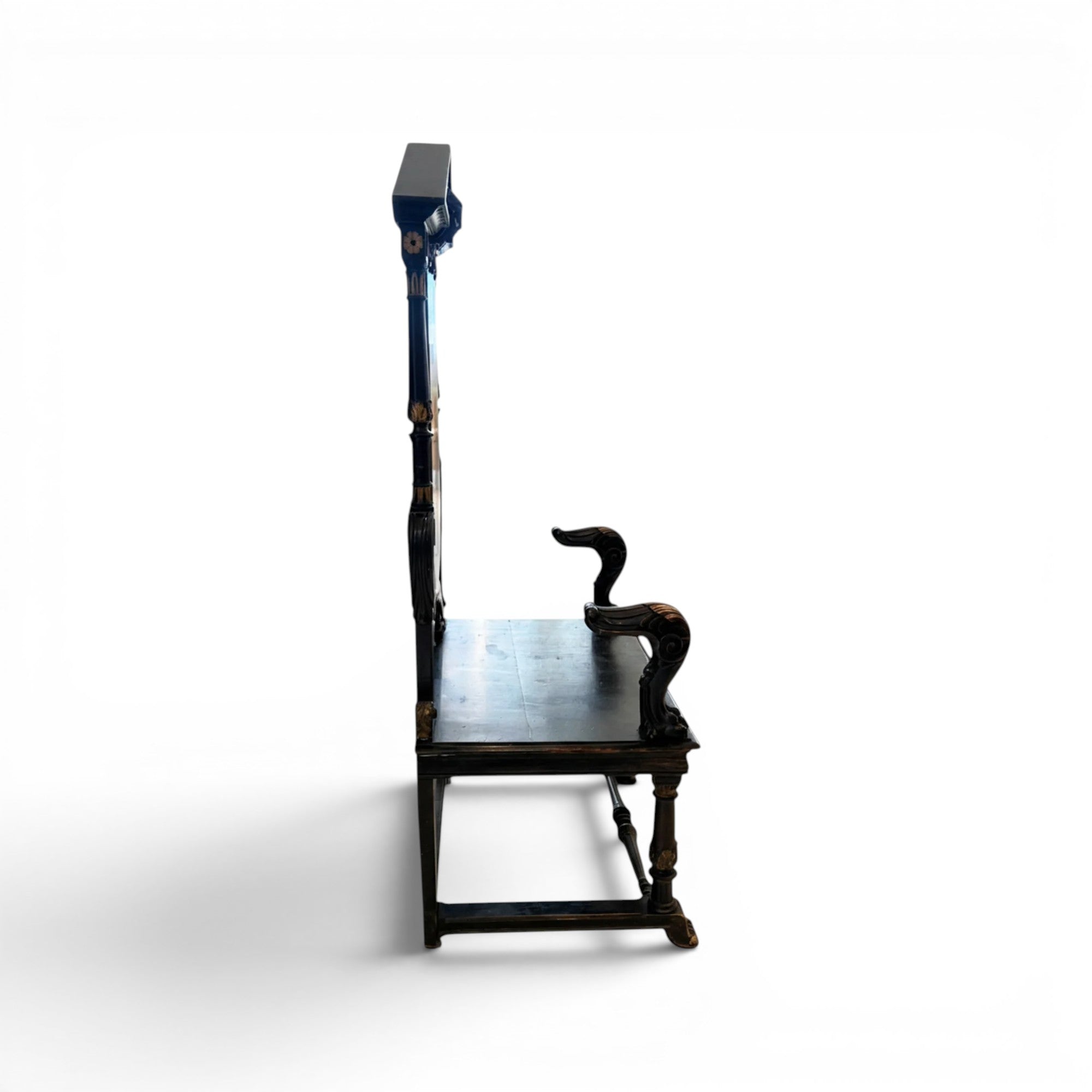 19th Century French Antique Black Throne from Paris