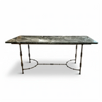 Mid-Century Large Maison Jansen Console Table with Iron Base and Marble Top
