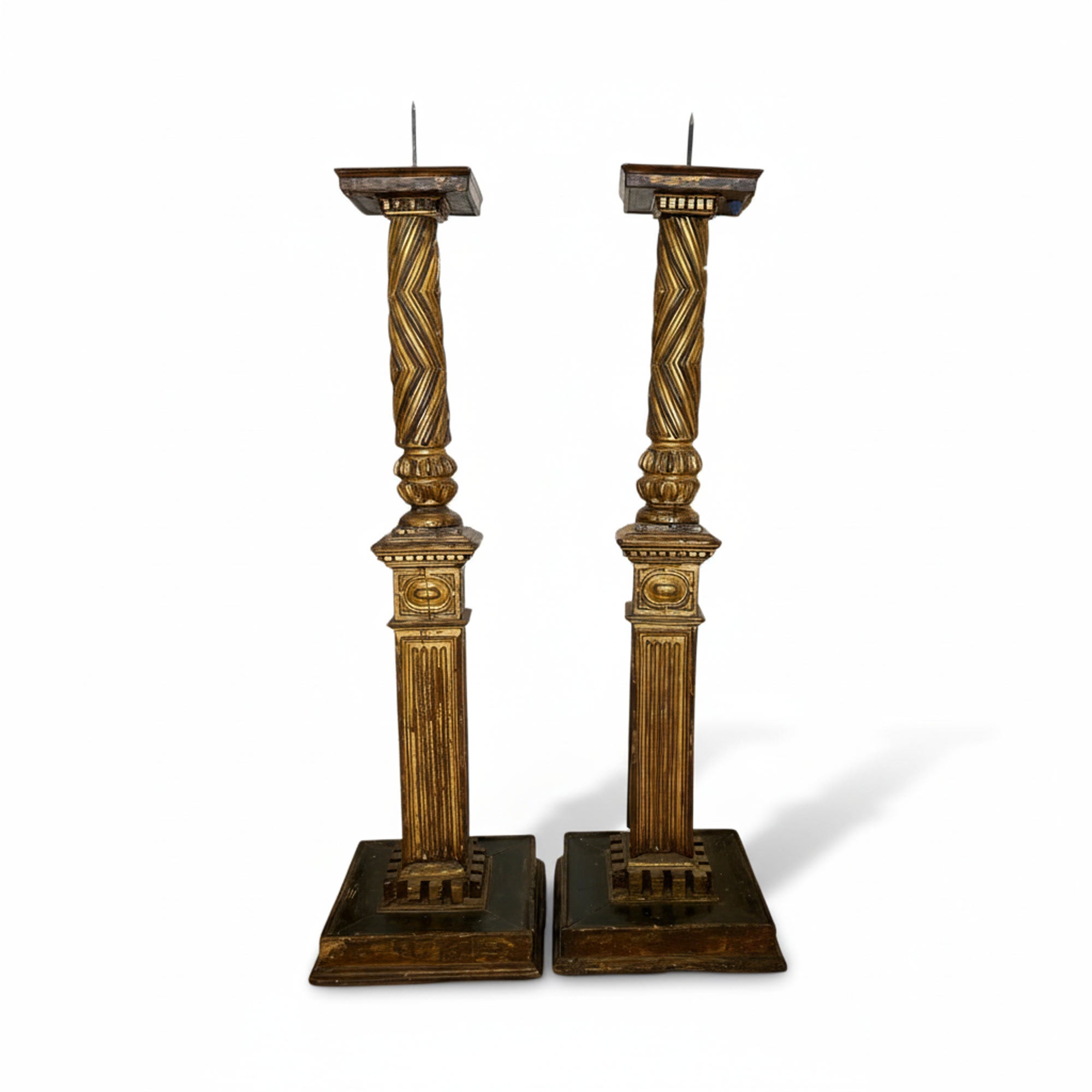 Antique Italian Column Fragment Candlesticks