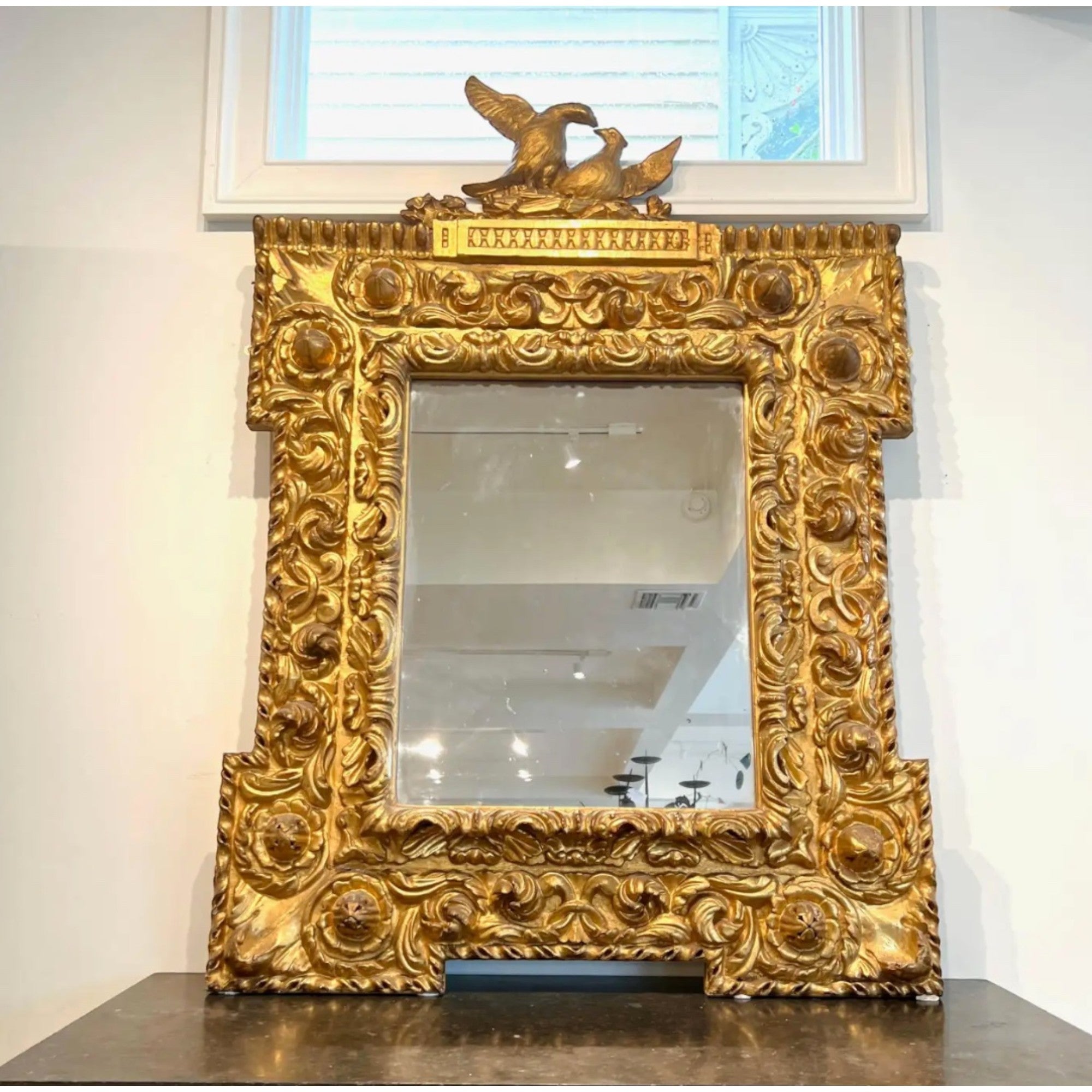 18th Century German Rare Antique Louis XIV/XV Gilded Mirror
