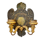 19th Century Italian Pair of Tole & Gilded Wood Sconces