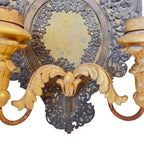 19th Century Italian Pair of Tole & Gilded Wood Sconces
