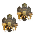 19th Century Italian Pair of Tole & Gilded Wood Sconces