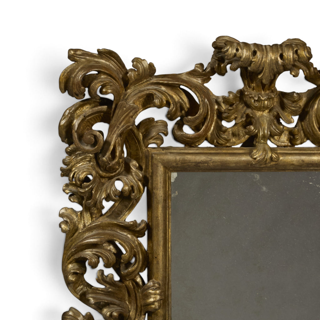 18th Century Italian Molded Stuccoed Gilded Wood Mirror