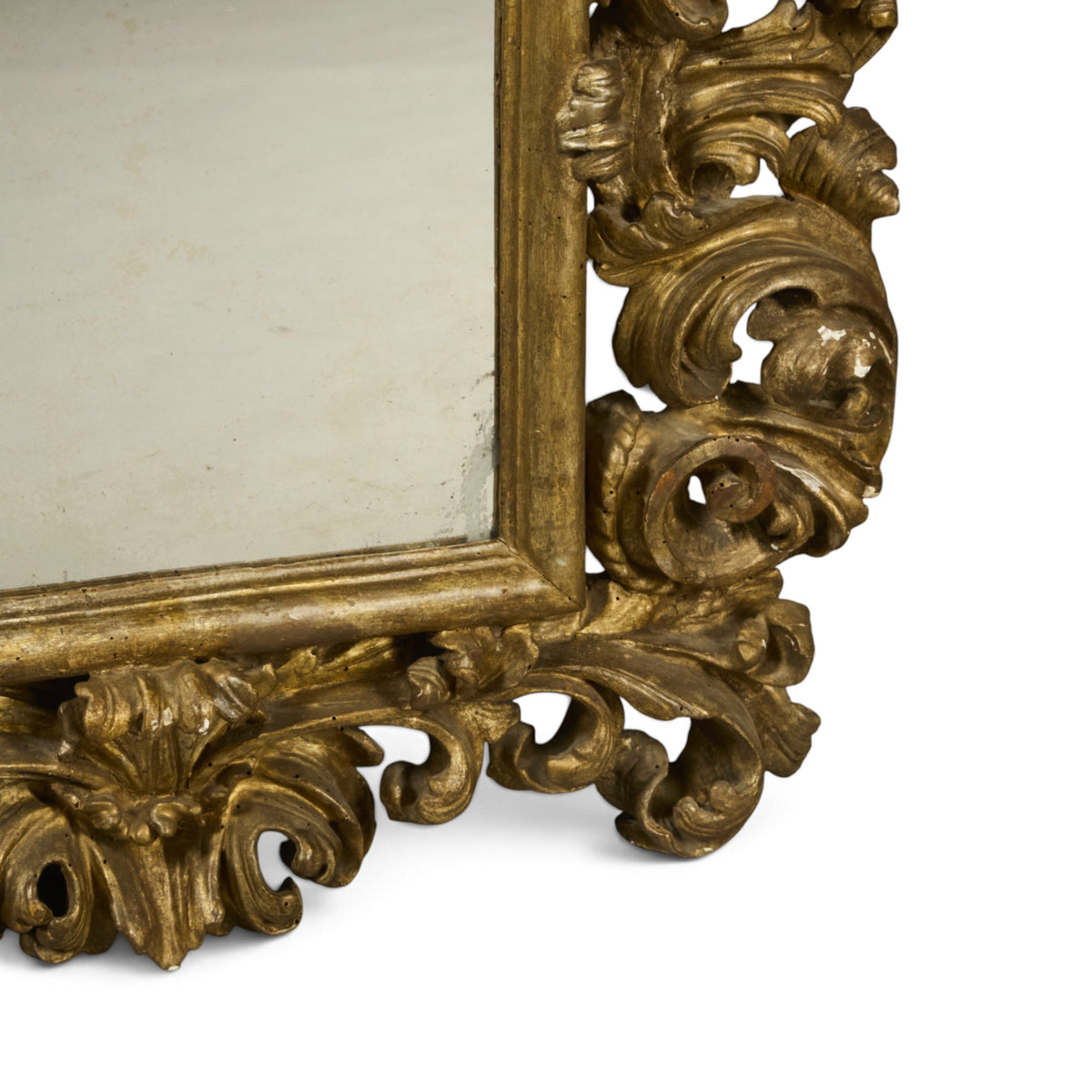 18th Century Italian Molded Stuccoed Gilded Wood Mirror