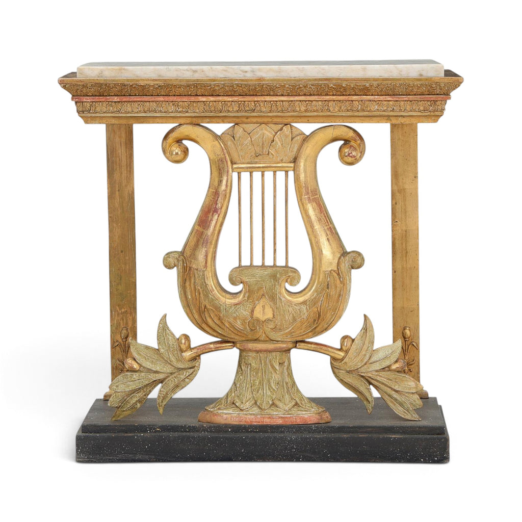 19th Century Swedish Lyre Console with Marble Top by Carl Johan