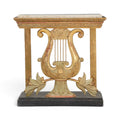 19th Century Swedish Lyre Console with Marble Top by Carl Johan