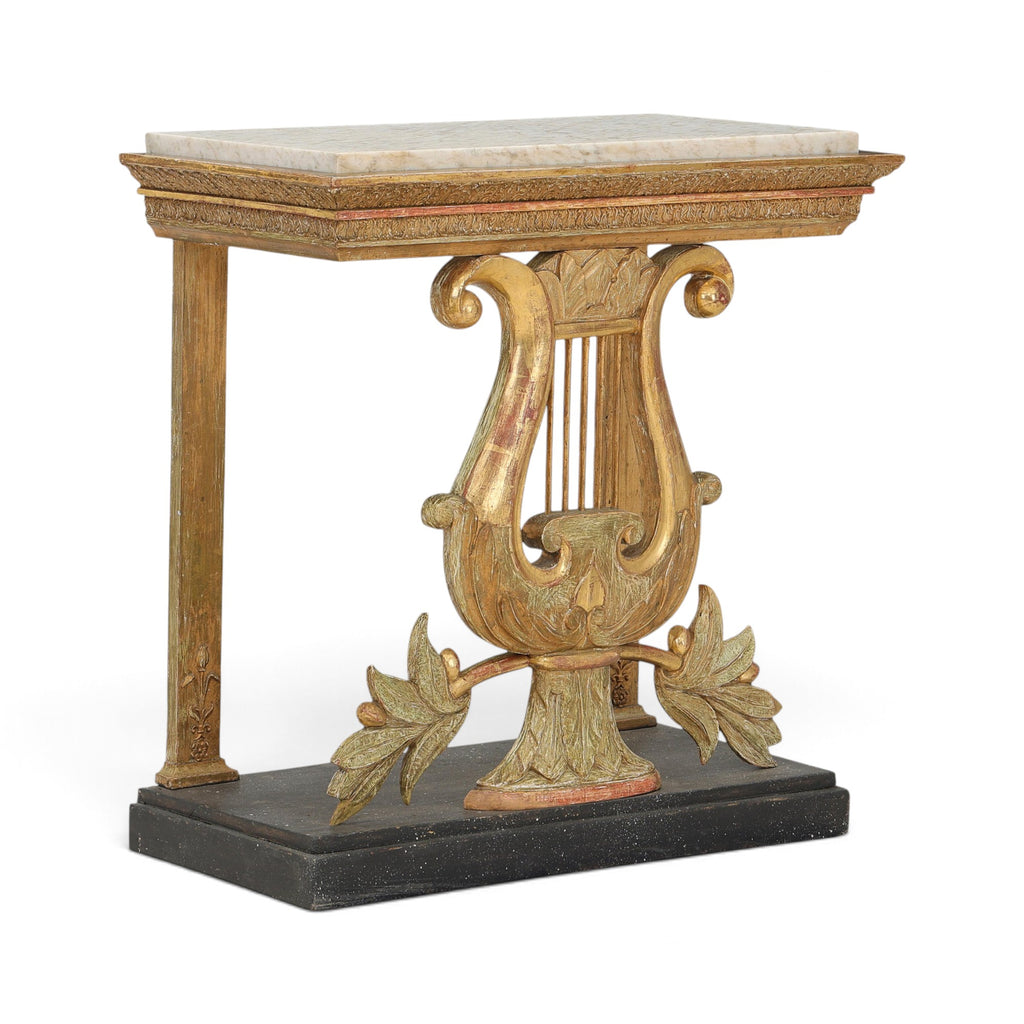 19th Century Swedish Lyre Console with Marble Top by Carl Johan