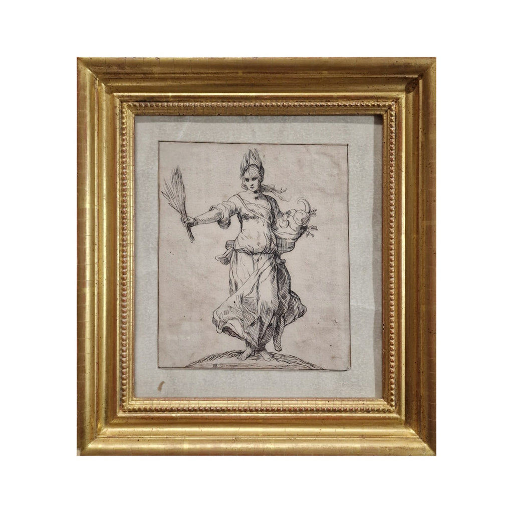 Northern School Ink Drawing in Frame (After Abraham Bloemaert) in 19th Century Frame