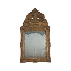 18th Century French Louis XIV Period Gilded & Silvered Wood Mirror with Carved Pediment - Small