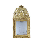 18th Century French Louis XIV Period Mercury Mirror with Carved & Gilded Pediment with Eagles & Flower Basket - Medium