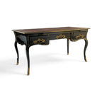 18th Century French Louis XV Style Bureau Plat or Desk with Brass & Gilt Bronze Inlays