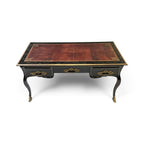 18th Century French Louis XV Style Bureau Plat or Desk with Brass & Gilt Bronze Inlays
