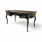 18th Century French Louis XV Style Bureau Plat or Desk with Brass & Gilt Bronze Inlays