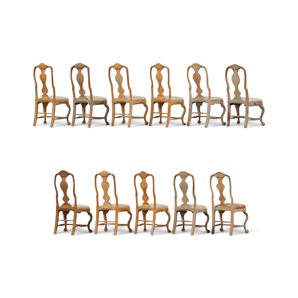 18th Century Swedish Set of 11 Rococo Chairs